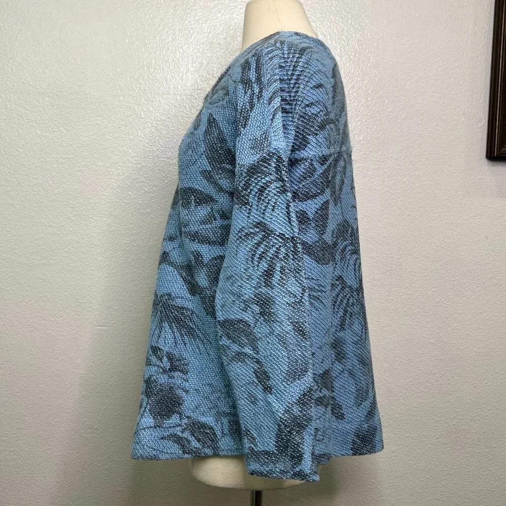 Soft Surroundings‎ Size Medium Blue Black Long Sleeve Knit Sweater Top